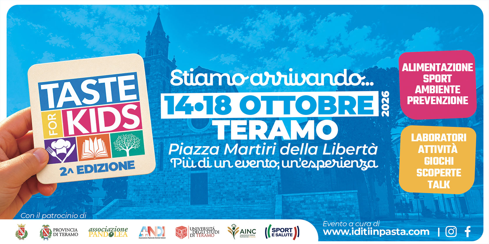 Taste for Kids dal 14 al 18 ottobre 2026 a Teramo Taste for Kids dal 14 al 18 ottobre 2026 a Teramo