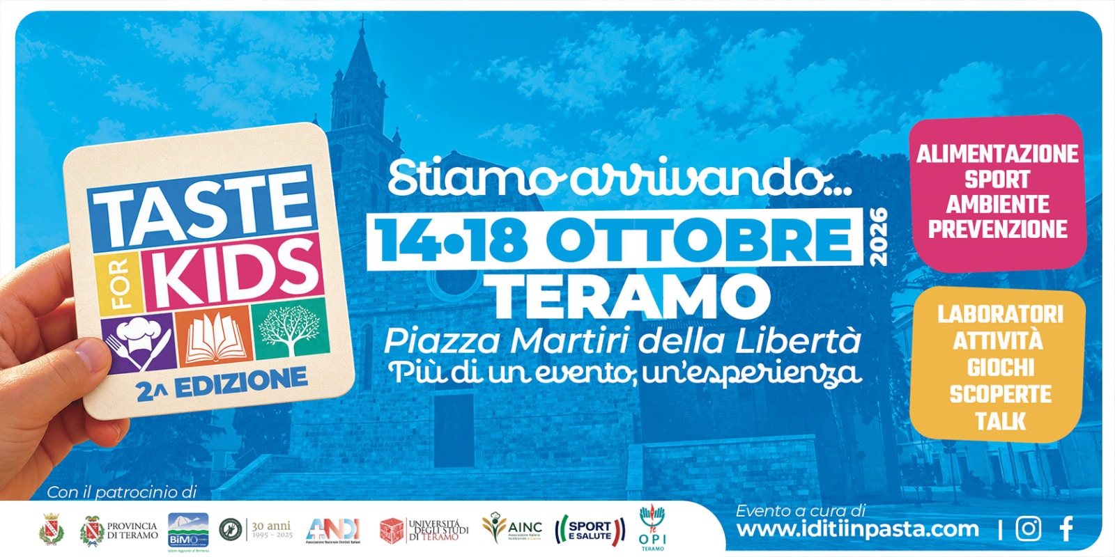 Taste for Kids dal 14 al 18 ottobre 2026 a Teramo Taste for Kids dal 14 al 18 ottobre 2026 a Teramo