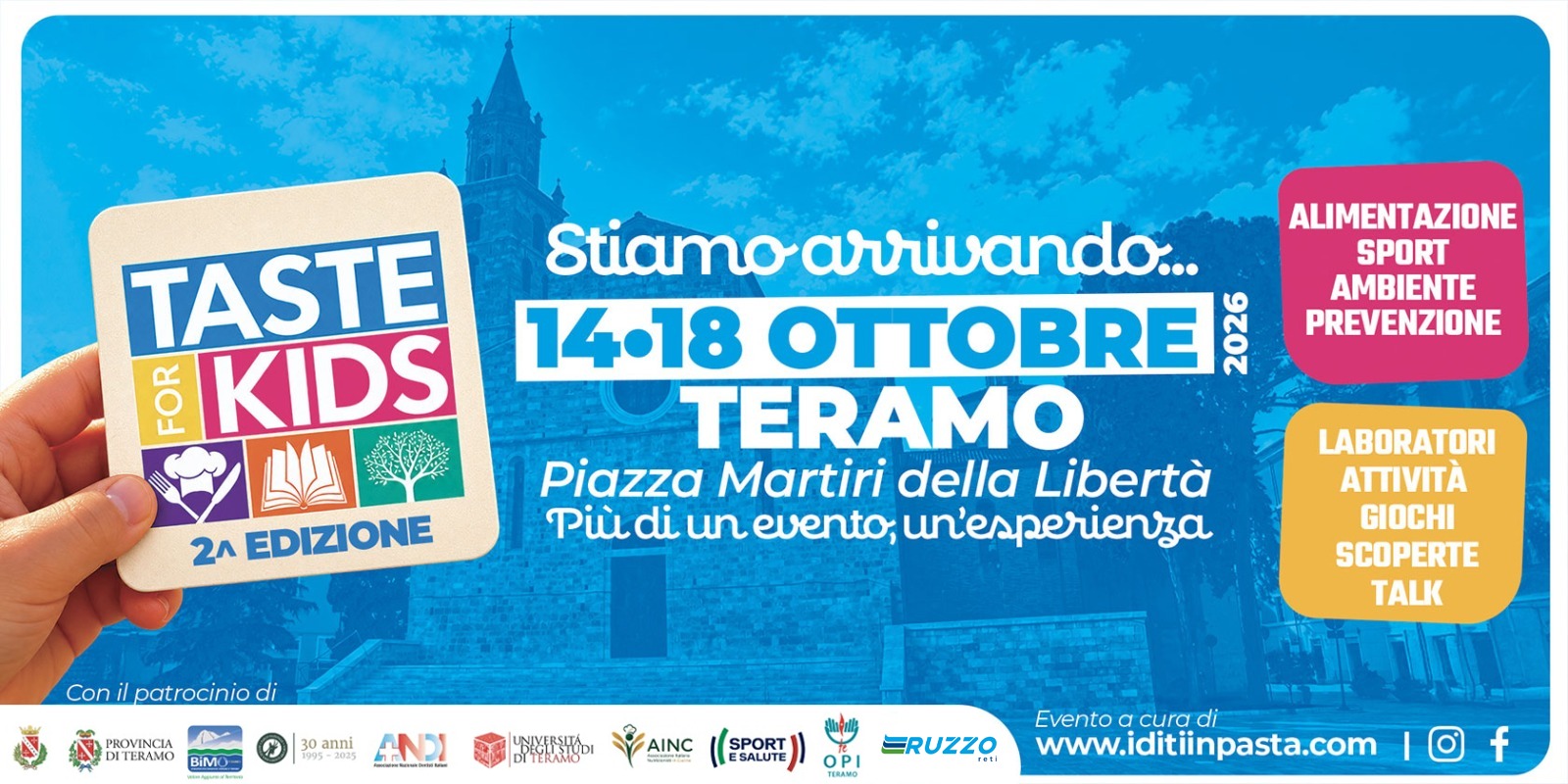 Taste for Kids dal 14 al 18 ottobre 2026 a Teramo Taste for Kids dal 14 al 18 ottobre 2026 a Teramo